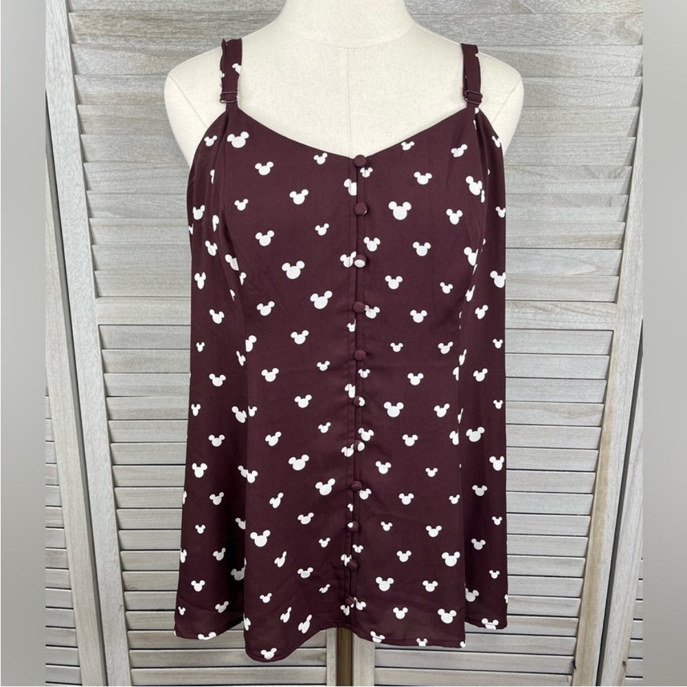 TORRID Disney Mickey Fit & Flare Cami Top Burgundy/White-1X